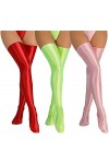 Bas Autofixant Cuir Femme Sexy Collant Brillant Chaussettes Haute Lingerie Sexy Cosplay Clubwear Noir