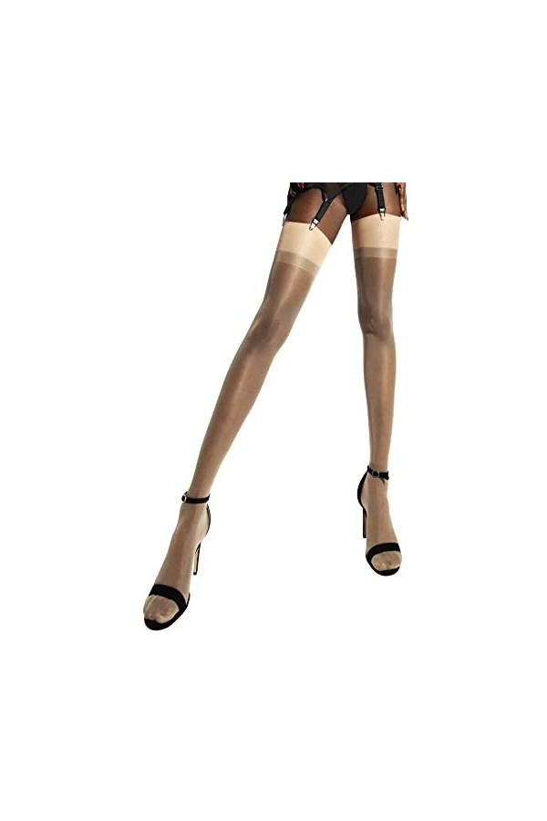 sofsy Collant Femme Transparent/Bas Femme - Bas pour Porte Jarretelle de 15 Deniers Porte-Jarretelles Non Inclus Beige 5 -