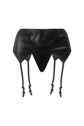 LOPILY Combinaison Étape Ouvert Mode Simili Cuir Latex Sexy Costume Jarretière Sexy Lingerie Jumpsuit Étape Ouvert, Noir , ta