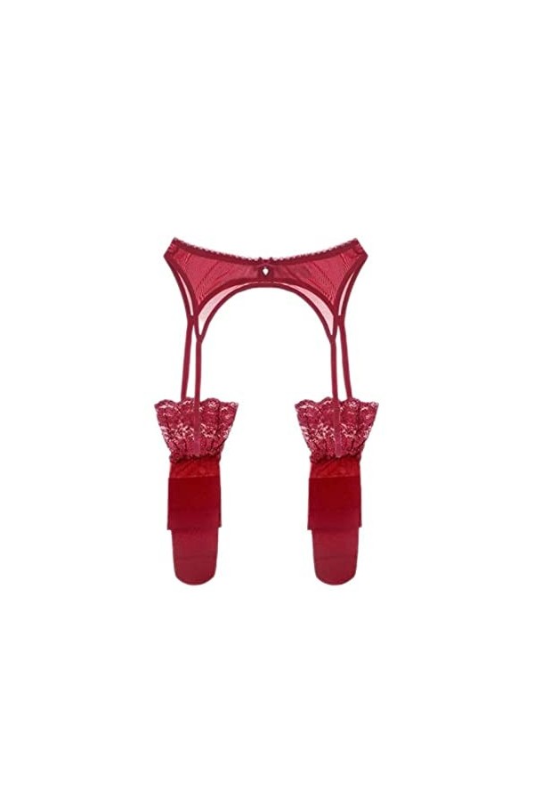 WEITING Lot de 2 jarretelles et bas sexy en dentelle florale pour femme S M L XL XXL Noir S