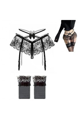 CLDURHGE Porte-jarretelles pour femmes Porte-jarretelles en dentelle Porte-jarretelles pour femmes Sexy Large 4 Bretelles Bre