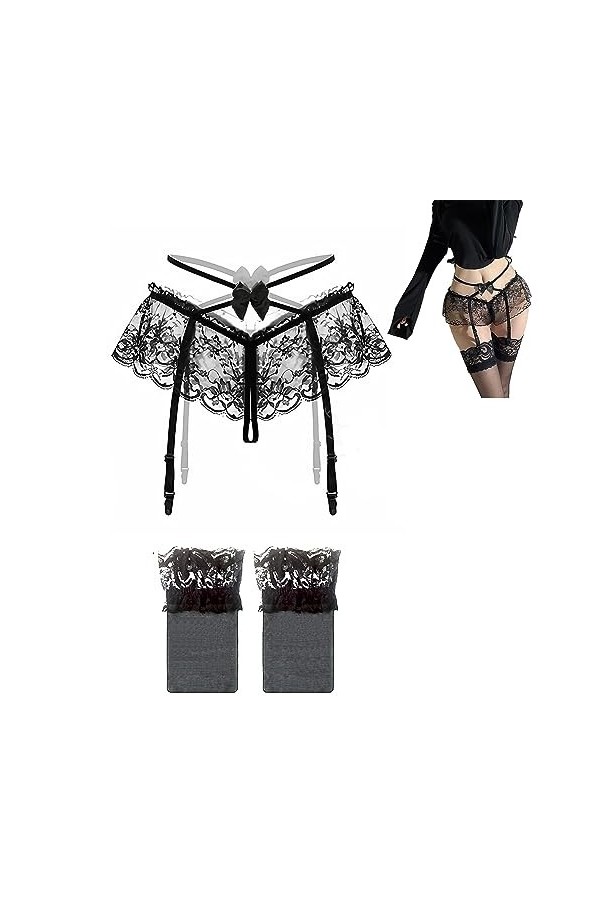 CLDURHGE Porte-jarretelles pour femmes Porte-jarretelles en dentelle Porte-jarretelles pour femmes Sexy Large 4 Bretelles Bre