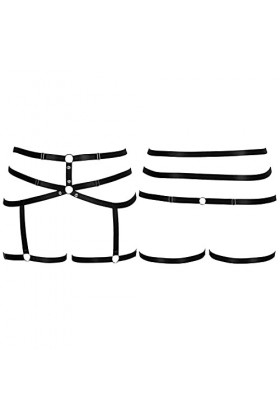 BBOHSS Body Harness Plus Size Punk Jarretière de jambe Lingerie Cuisse Bas gothique Carnival Accessoires 12 couleurs, noir a,