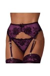 NewBull Porte-Jarretelle Sexy Ensemble Femme Nuisette Lingerie avec 4 Ajustable Bretelles Dentelle Florale Transparente Strin