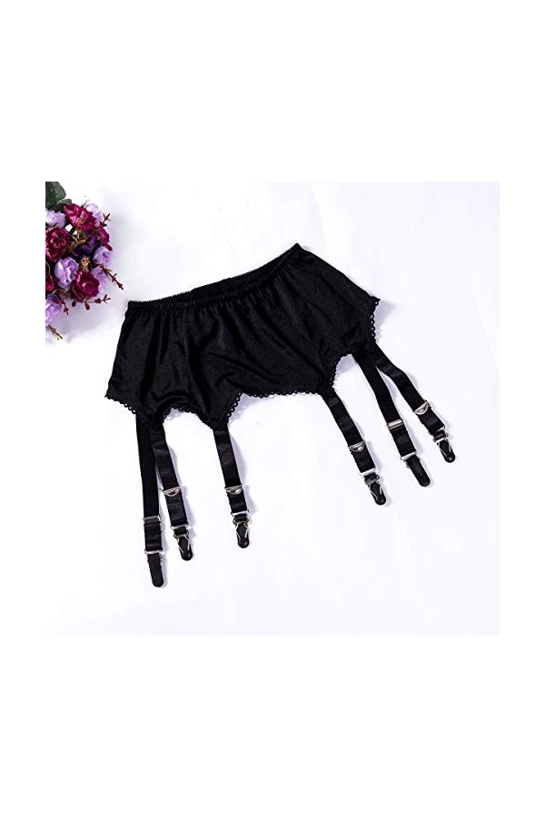 Frecoccialo Femmes Sexy Perspective 6 Bretelles Porte-Jarretelles Dentelle Ceinture pour Bas Cuisse Lingerie Vêtements de Nui