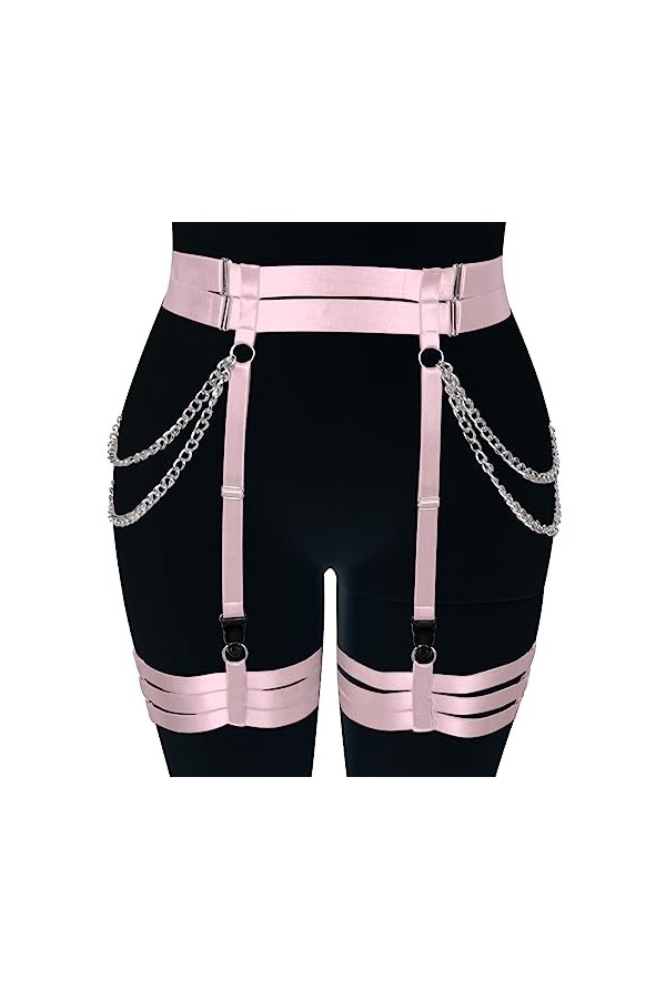 Chaîne de ceinture gothique pour femme, porte-jarretelles, bas de corps, jambe, cuisse, sangle de taille en métal, festival,