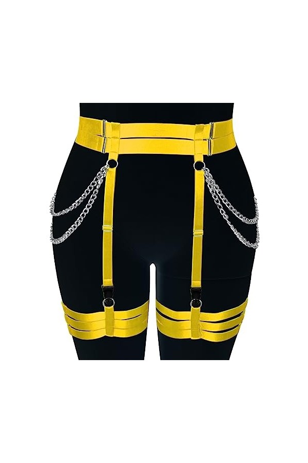 Chaîne de ceinture gothique pour femme, porte-jarretelles, bas de corps, jambe, cuisse, sangle de taille en métal, festival,