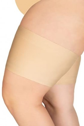 ANNES Bandes élastiques de cuisse anti-frottement Pour femme Doublure satin et dentelle Silicone antidérapant - Beige - X-Lar