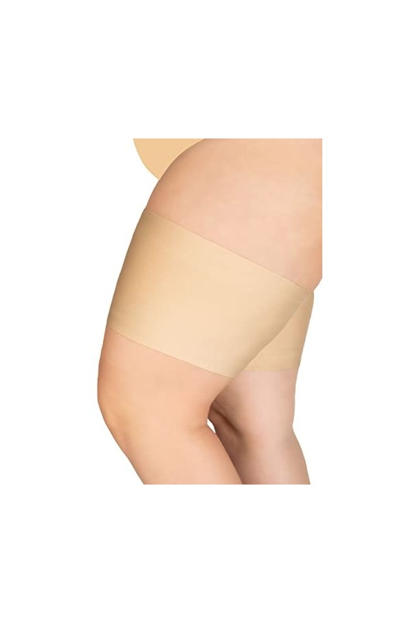 ANNES Bandes élastiques de cuisse anti-frottement Pour femme Doublure satin et dentelle Silicone antidérapant - Beige - X-Lar