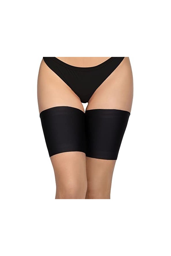ANNES Bandes élastiques de cuisse anti-frottement Pour femme Doublure satin et dentelle Silicone antidérapant - Beige - X-Lar