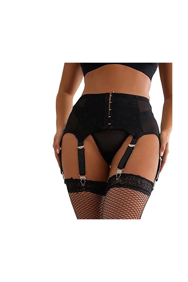 Yummy Bee - Ensemble porte-jarretelles à 6 sangles – Ensemble porte-jarretelles taille haute Waspie – Sangles métalliques – E