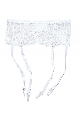 keland Femmes Romantic Goth Porte Jarretelles en Maille de Dentelle pour Bas avec 4 Pinces Bretelle Blanc 
