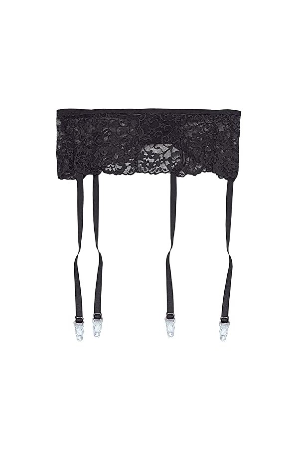 keland Femmes Romantic Goth Porte Jarretelles en Maille de Dentelle pour Bas avec 4 Pinces Bretelle Blanc