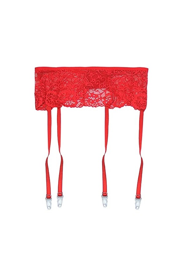 keland Femmes Romantic Goth Porte Jarretelles en Maille de Dentelle pour Bas avec 4 Pinces Bretelle Blanc