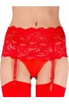 Yummy Bee - Silky Porte-Jarretelles Large en Dentelle + Bas Resille Bordure Dentelle - Grande Taiiles Noir,44 