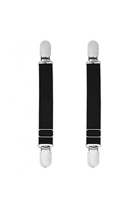 Lot de 2 porte-jarretelles élastiques réglables avec fermoir en métal Noir