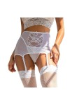ohyeahgirl Femme Porte-jarretelle en Dentelle Jarretières avec 6 Sangles Réglables Taille Haute 5XL, Blanc 
