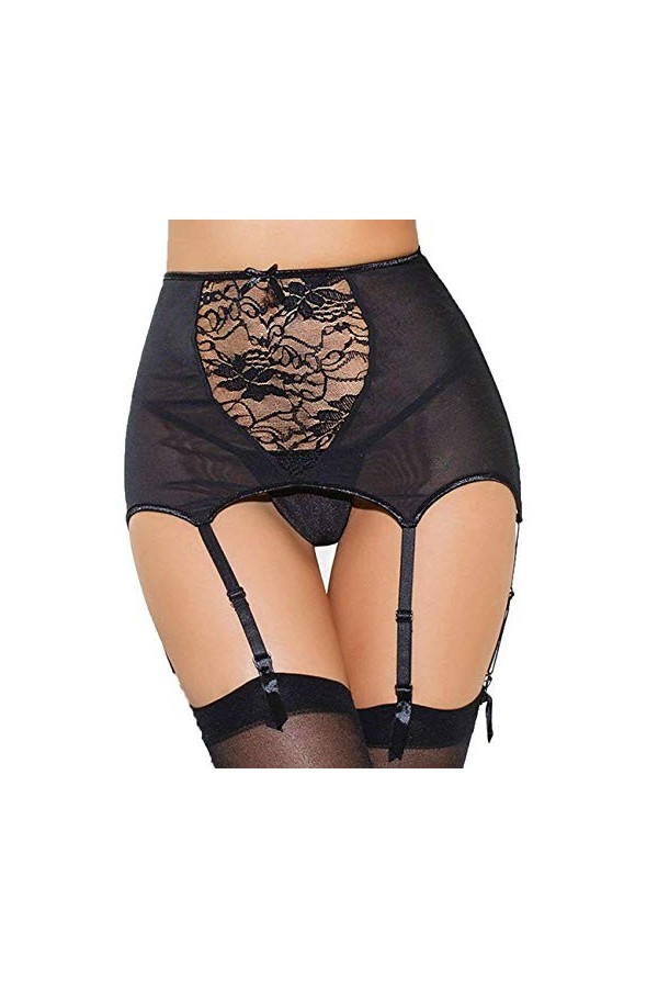 ohyeahgirl Femme Porte-jarretelle en Dentelle Jarretières avec 6 Sangles Réglables Taille Haute 5XL, Blanc 