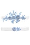 2 Pièces Jartiere Femme Mariage Dentelle BleuJarretière Cousue à la Main Jarretière de Mariée Florale Ensemble de Jarretiere 