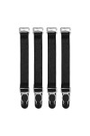 Satini Métal Clip Porte-jarretelles Ceinture Lingerie Sangles Noir - Argent, 4 Sangles 