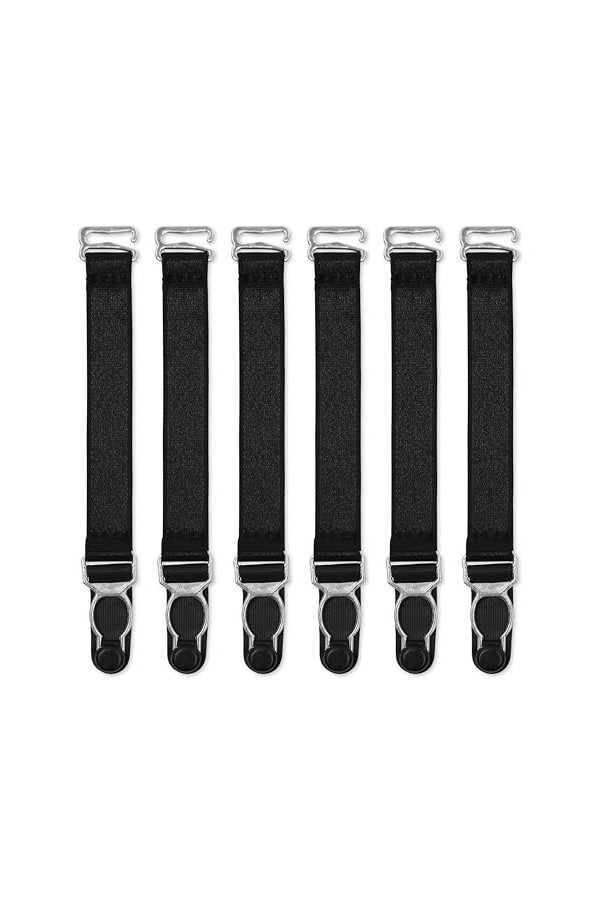 Satini Métal Clip Porte-jarretelles Ceinture Lingerie Sangles Noir - Argent, 4 Sangles