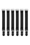 Satini Métal Clip Porte-jarretelles Ceinture Lingerie Sangles Noir - Argent, 4 Sangles 