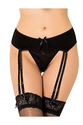 comeondear Femme Porte-Jarretelle Ensemble Porte Jarretelle Noir avec 4 Pinces Réglable Jarretière Guêpières Grande Taille av
