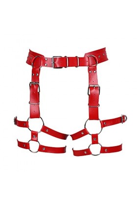 BBOHSS Harnais de corps pour femmes Mode Cuir Porte-jarretelles Carnaval Gothique Halloween Punk Festival De Danse Jarretière