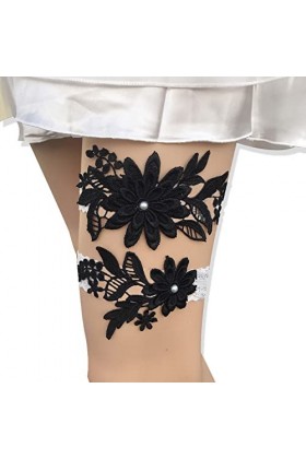 Hoshisea 2 Pièces Jarretelles élastiques en Dentelle de Fleurs, Jarretière de Mariage pour Dames, Convient aux Mariées, Demoi