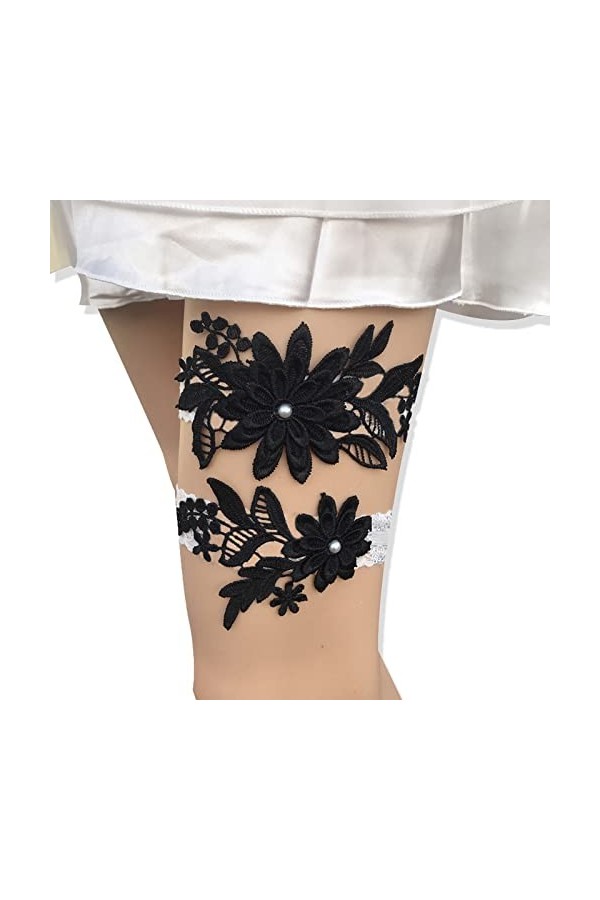 Hoshisea 2 Pièces Jarretelles élastiques en Dentelle de Fleurs, Jarretière de Mariage pour Dames, Convient aux Mariées, Demoi