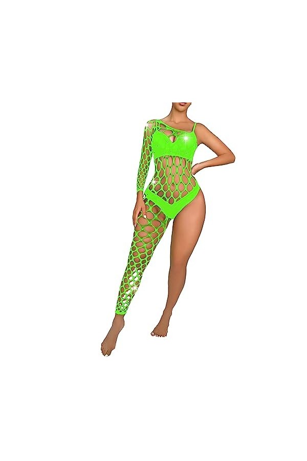Runhomal Bodystocking Femme Lingerie Sexy Combinaison en Résille Fishnet Sous-Vêtement Transparent Sexy Collants Bodysuit Vêt
