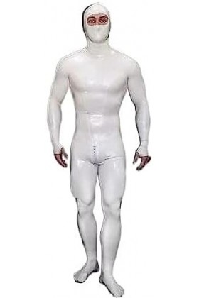 Catsuit Complet En Caoutchouc Latex Blanc Avec Capuche À Personnaliser,Femelle Blanche,S