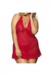 Générique 2PCS Femmes Abeille Negligee Lingerie Sexy Dentelle Plus Taille Nightwea sous-vêtements Lingerie pour Grosse Red, 