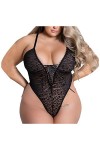 Lingerie Sexy Femme Coquine Hot Grande Taille One Piece Mesh Lace-Up Leopard-Print Lingerie Sexy Taille Dames Plus Sexy Combi