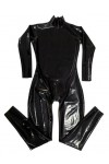 Latex Catsuit Black Color Rubber Suit Neck Entry Ruuber Bodysuit with Crotch Zip Womens Catsuit