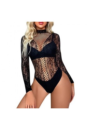 Lingerie Sexy Femme Coquine Hot Grande Taille Maille à Manches Longues Bas séduisant Manteau en Maille Sexy serré W572 Ouvert
