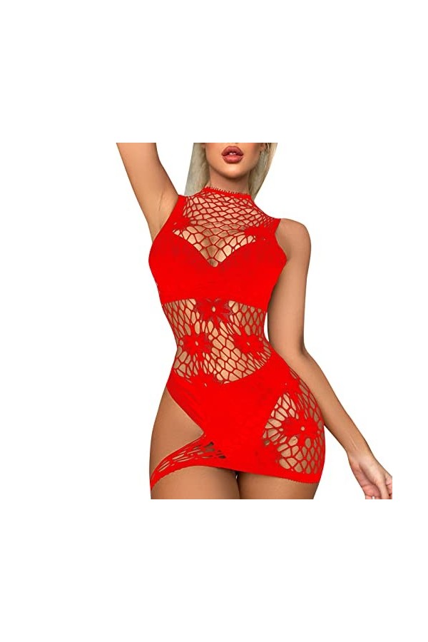 Femmes résille Haut Ensemble de Lingerie Deux pièces Maille Transparente évider sous-vêtements Sexy Voir à Travers Taille Hau