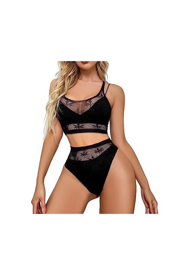 Lingerie Sexy Femme Coquine Hot Grande Taille sous-vêtements Sexy en résille de Bikini à la Mode pour Femmes Lingerie Ouverte