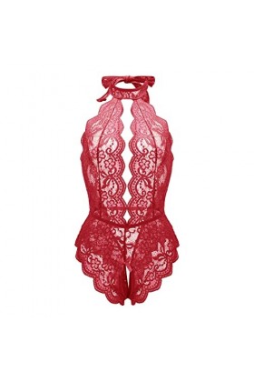 CUTeFiorino Sous-vêtements sexy sexy pour femme - Sous-vêtements anaux - Sexy - Pour femme - En dentelle rouge, Bordeaux, M