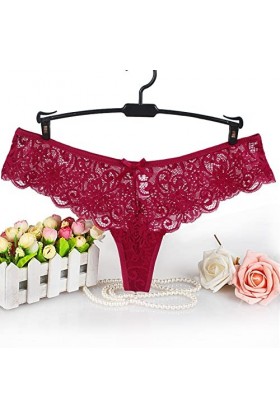 Strings Sexy pour Femmes Strings de Sport Sexy Culotte Respirante sans Couture Slip sans Complexe E1-Red, L 