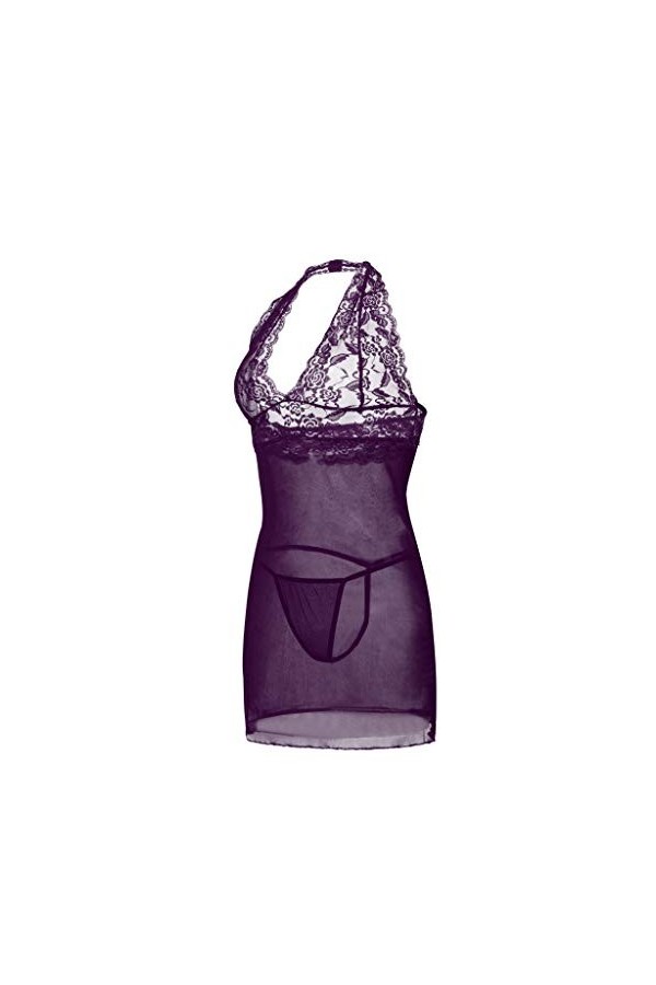 Femmes Lingerie Halter Sexy Nuisette Dentelle Maille Vêtements De Nuit sous-Vêtements en Dentelle Ensemble Lingerie Sexy Dent