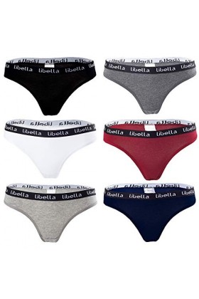 Libella Lot de 6 String Femme - Coton Couleurs Vives - Sexy Tangas - 3207 UN2 M