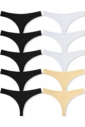 FINETOO String Coton Femme Tanga Sexy Chic Culotte Confortable Tanga Menstruelle Lingerie Erothique Lot de 10 S-XL