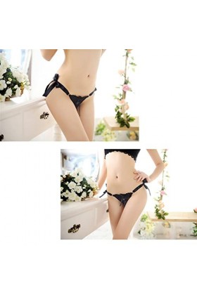 Celamirio Culotte sexy pour femme, 1 string en dentelle à nouer sur le côté, X-Large
