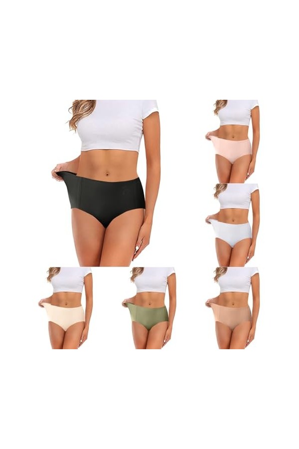 FUFUDDK sous Vêtements Femme Culottes de Couleur Unie sous-vêtements Confortables Culottes Ventre Plat Culottes Taille Moyenn