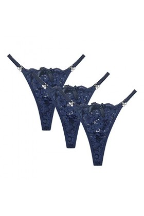 DGKaxiyaHM String en Dentelle Florale pour Femmes Culotte Dos T Respirante Et Sexy à Taille Basse Culotte Extensible Transpar