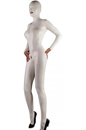Combinaison Catsuit Blanche En Latex Et Caoutchouc, Corps Complet, Masque À Capuche, Justaucorps,Couleur Personnalisée,XS