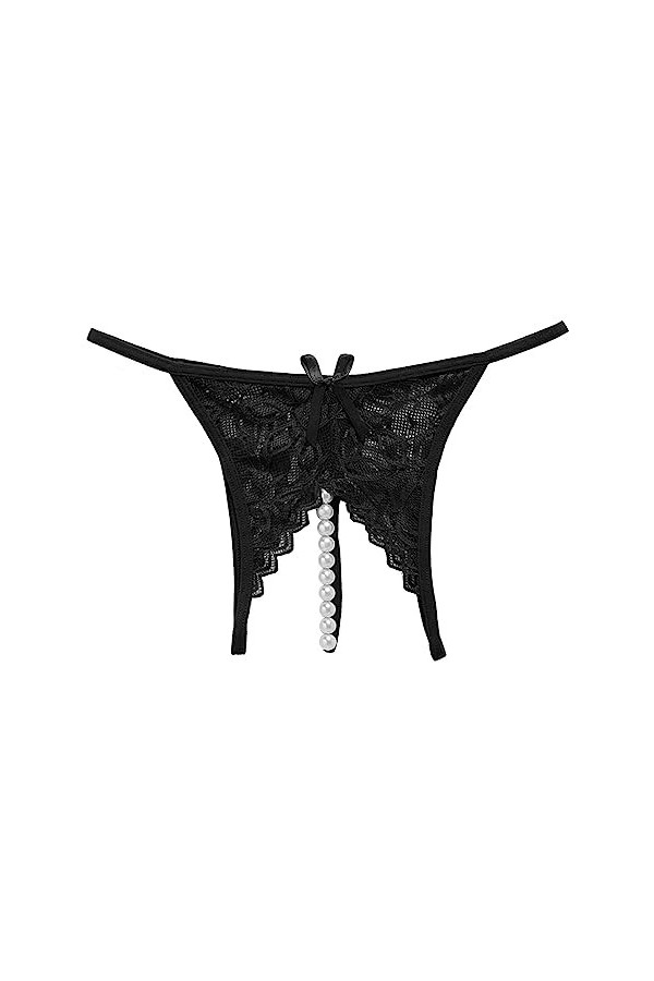 PTLLEND Leggings Amincissant Mixa Culotte sans Entrejambe en Dentelle Sexy de Couleur Pure pour Femmes avec Perles Transparen