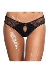 Axami Slip avec décolleté à lavant et à larrière avec tulle doux, Noir , XL
