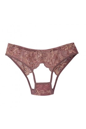 LRWEY Femmes Fesses Underpant Hollow Sexy Dentelle sous-vêtements sensualité Lingerie Tulle Coffee, One Size 